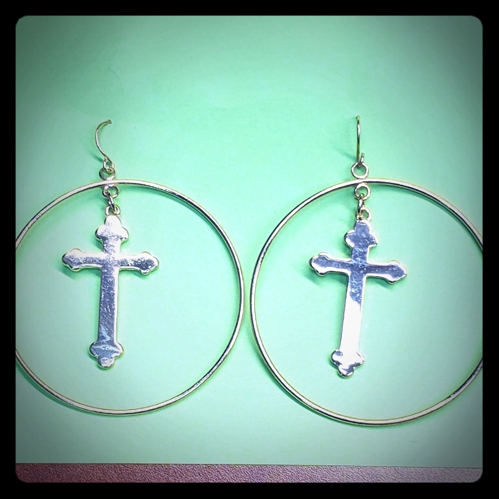 Cross Hoop Earrings